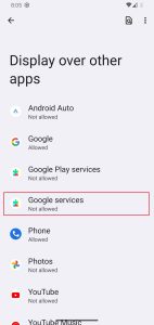 Find and select Google services